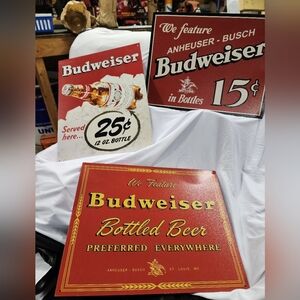 Budweiser signs, glasses and collectibles
